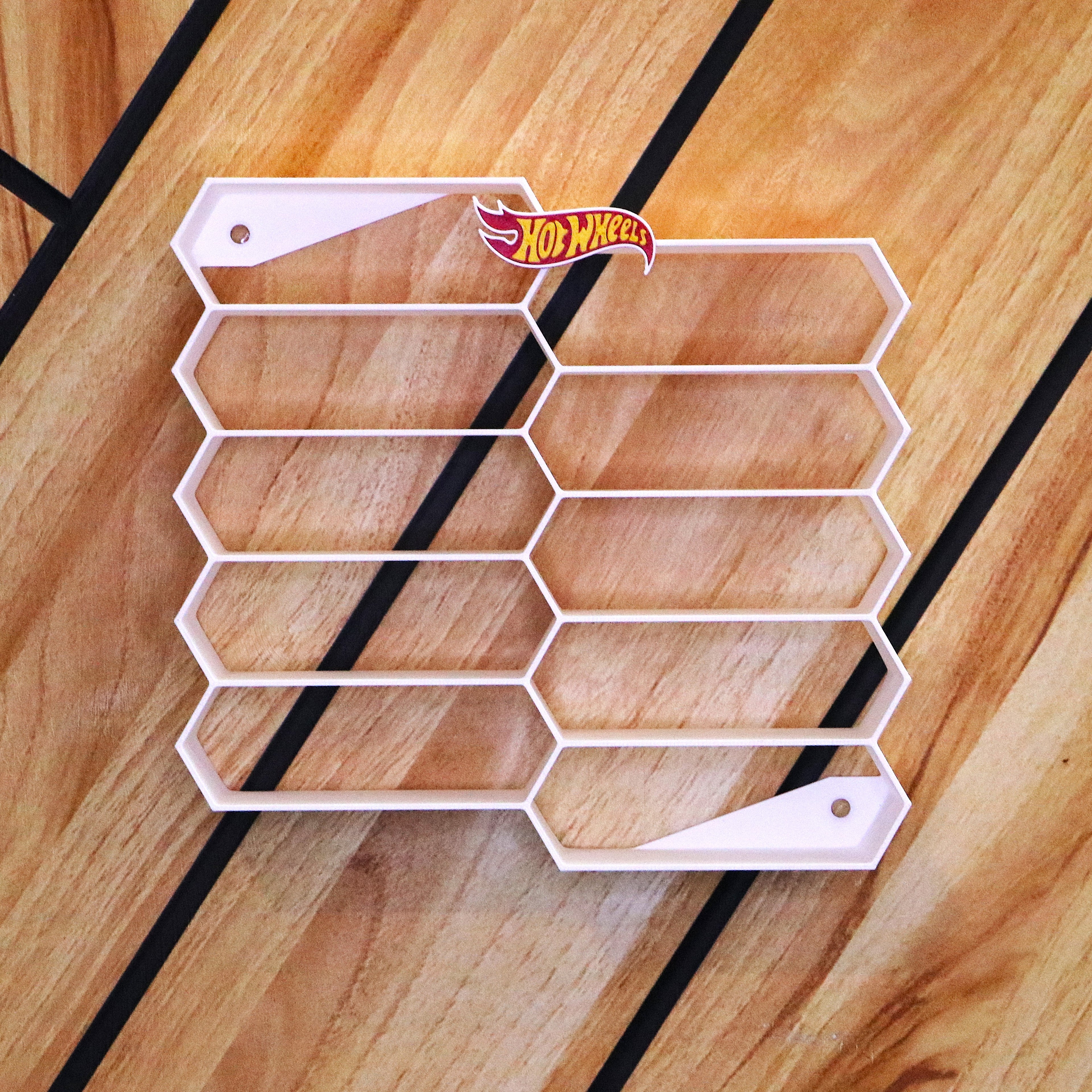 Hexagon Wall Rack for 1:64 Die-Cast Cars | Stackable Display Shelf