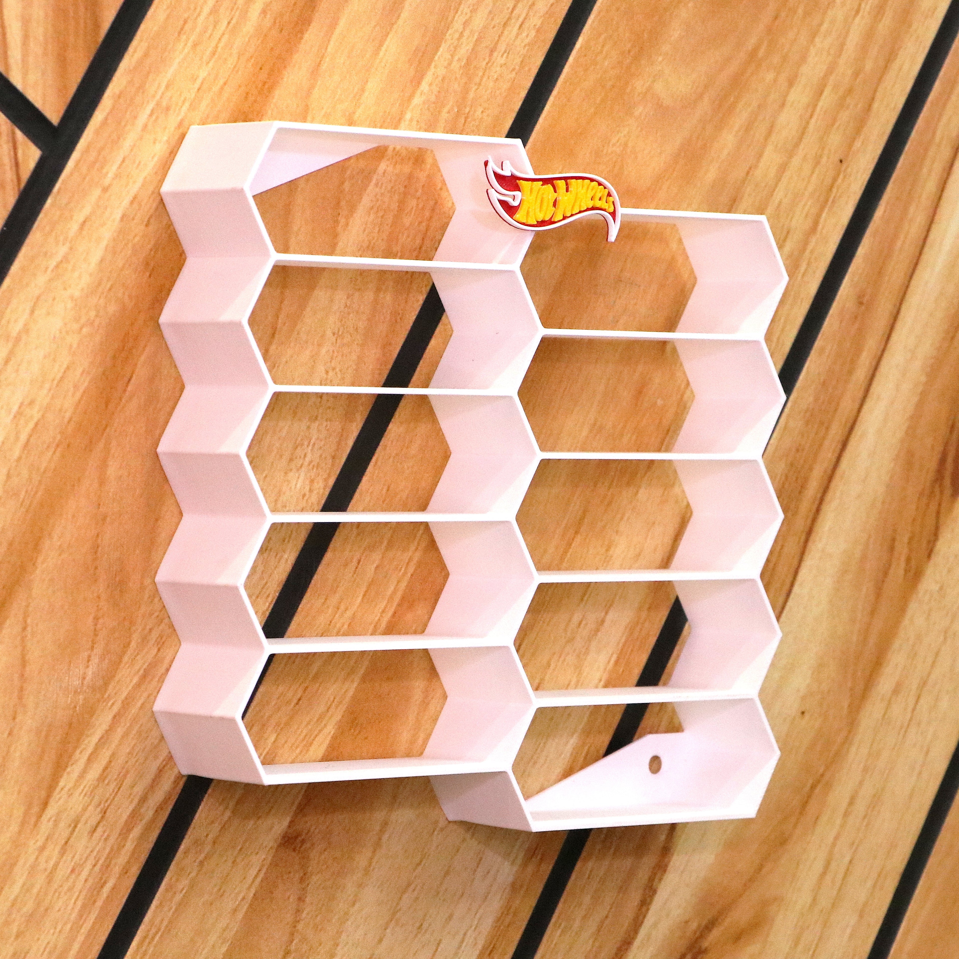 Hexagon Wall Rack for 1:64 Die-Cast Cars | Stackable Display Shelf
