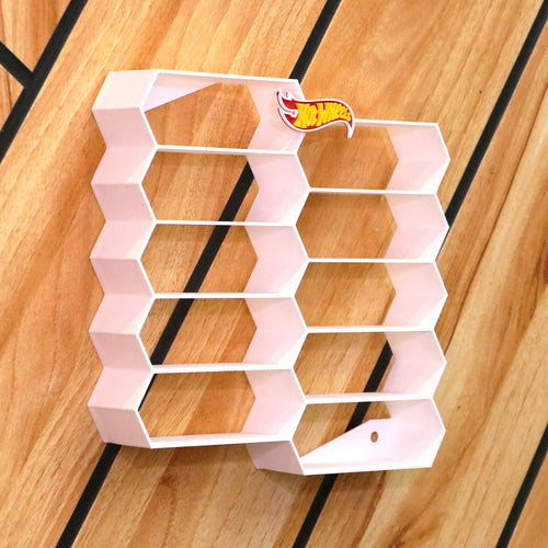 Hexagon Wall Rack for 1:64 Die-Cast Cars | Stackable Display Shelf